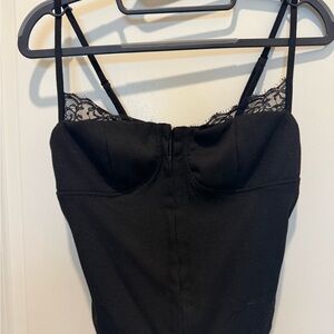 Black Lace Trim Bustier Top